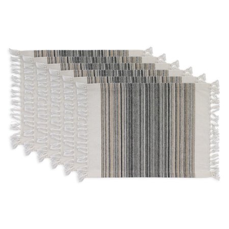 DESIGN IMPORTS Black Striped Fringed Placemat CAMZ11683